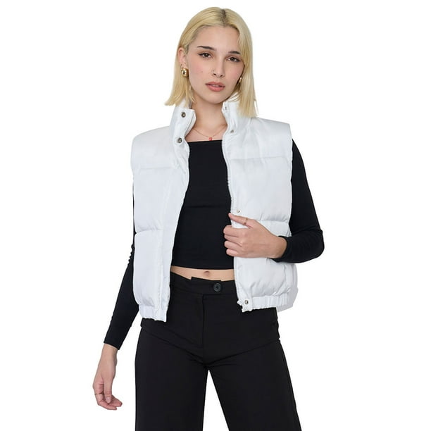 Parka Mujer Puffa Sin Mangas Ecru Corona