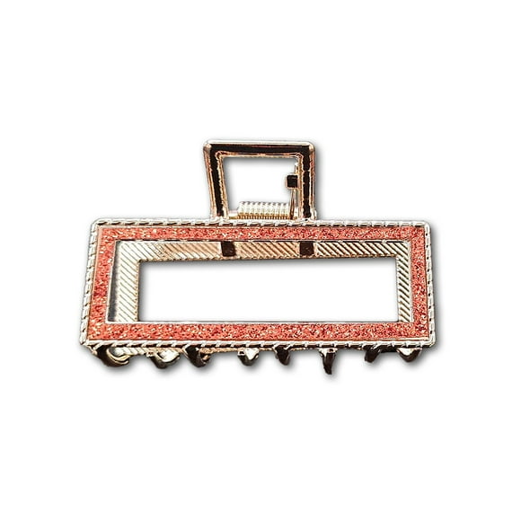 Traba Metálica Garra Rectangular Brillo Para Cabello Cobre