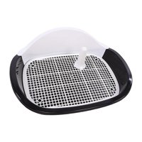 Magideal - Bandeja Para Orinal Para Perros Valla Para Orinal Con Poste Extraíble Caja De Arena Para Mascotas De Interior Liviana Tamaño 57X42X17Cm Pared De Tres Negro
