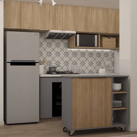 Masisa - Isla Chacao Gris Grafito Puertas Nogal Biloba