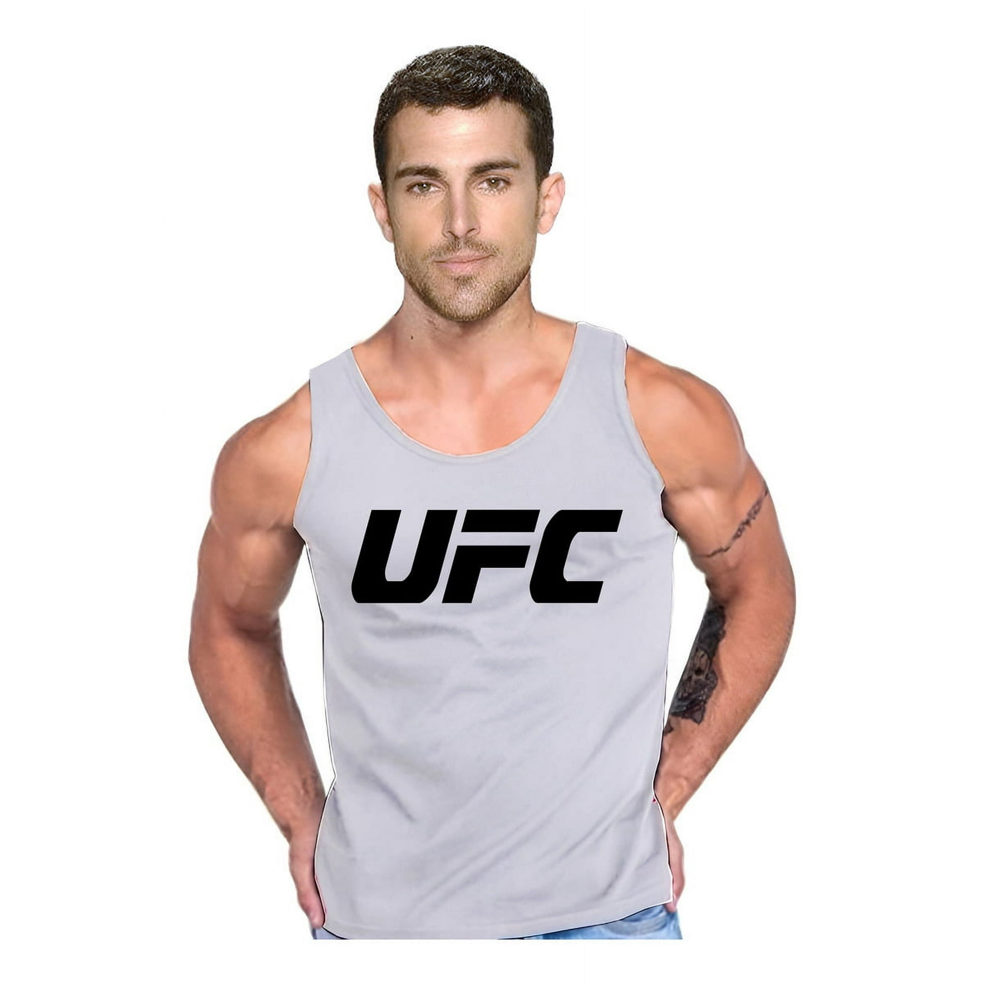 Persodesign - Polera Estampada Ufc Pesas Ultimat Tank Gym Swag Talla S Gris Hombre