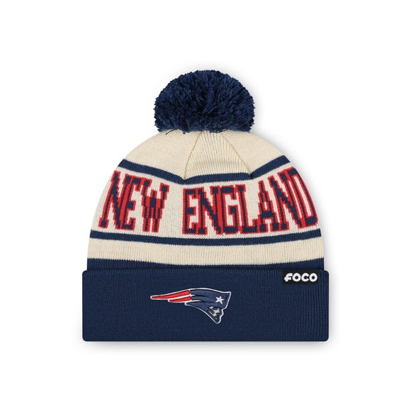 Gorro FOCO con el logotipo del equipo principal de la NFL de los New England Patriots