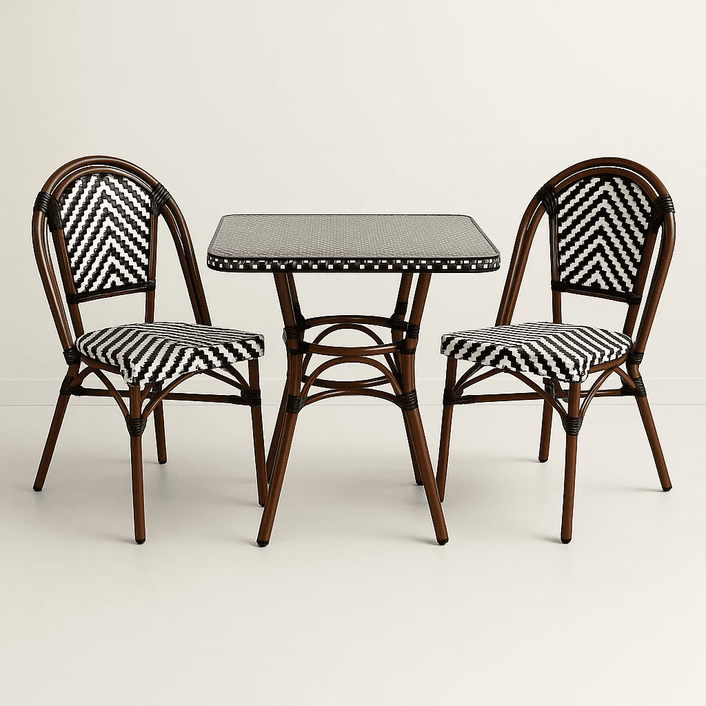 Klik Muebles - Comedor De Una Mesa + 2 Sillas Parisinas - Blanco Y Negro
