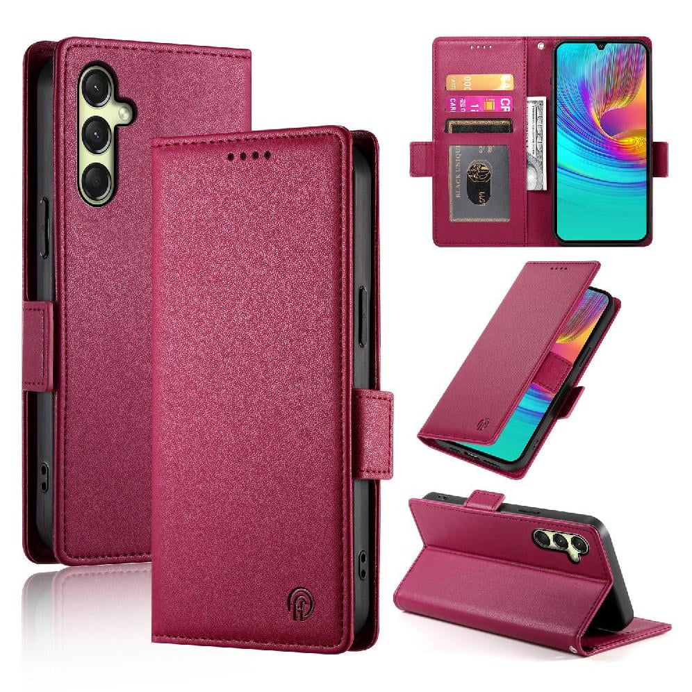 Foxdock - Funda Cartera Magnética Con Tarjetas Y Soporte Para Samsung Galaxy A16 Rojo