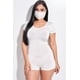 thumbnail image 1 of Mono De Manga Corta Sólido Con Escote Redondo Y Mascarilla 2 Piezas CC Wholesale Clothing Blanco Roto, 1 of 4