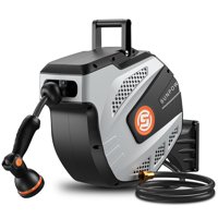 Carrete De Manguera De Jardín Sunpow Retráctil De 1/2 Pulgada X 50 Pies Con Boquilla