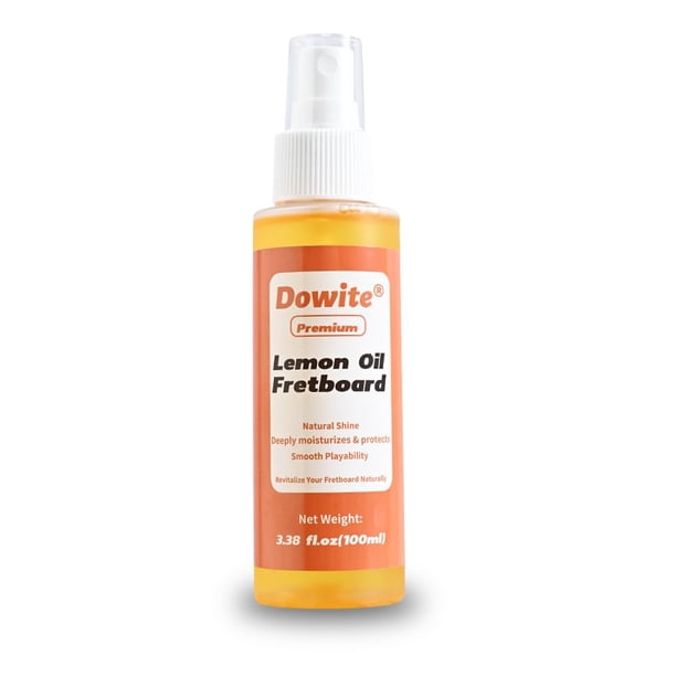 Dowite Spray de Aceite de Limón para Diapasón de Guitarra - Limpiador y Lubricante para Cuerdas, para Guitarras Acústicas, Eléctricas y Bajos - Cuida la Madera sin Acabado - 100 ml