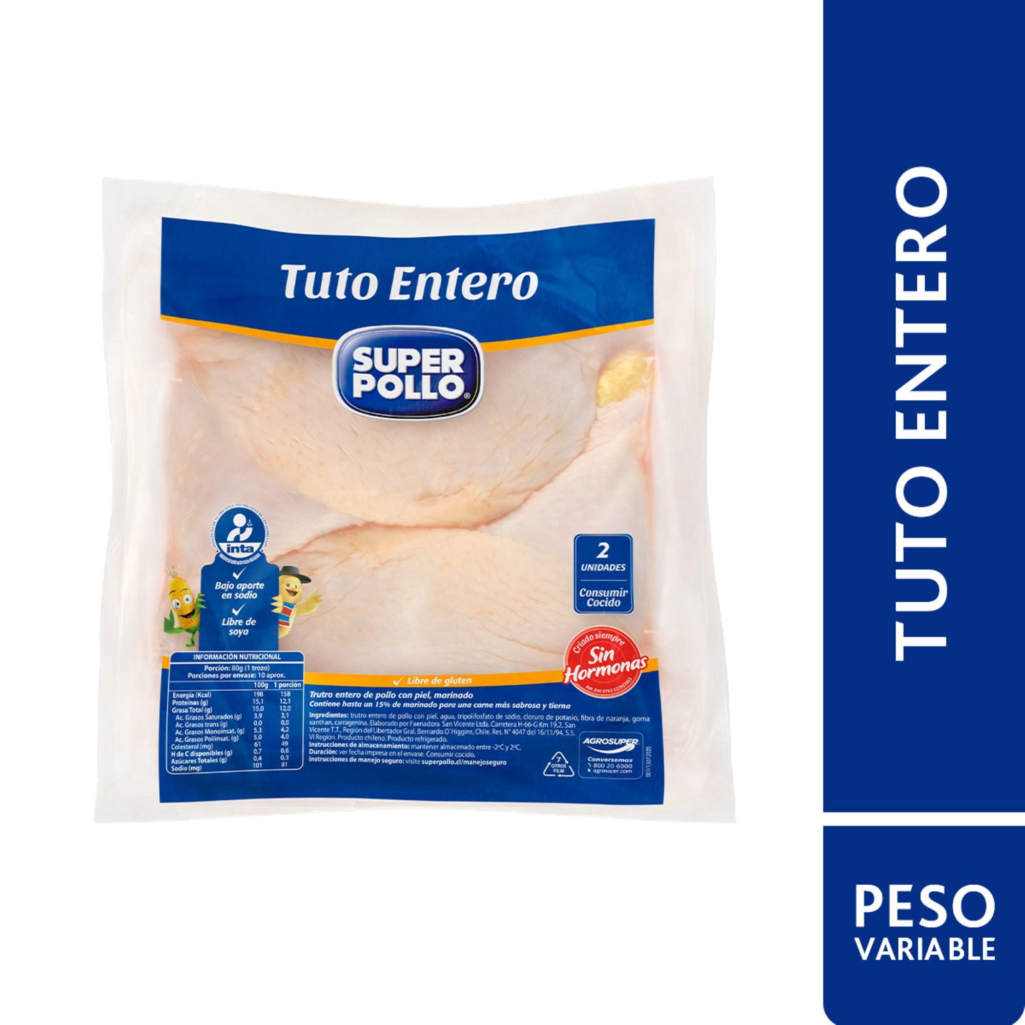 Pollo Trutro Entero Envasado 2 Un 830 g Super Pollo
