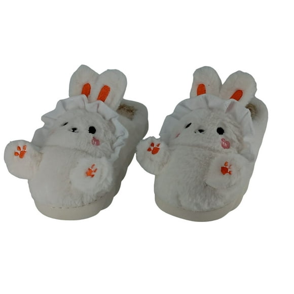 Pantuflas De Felpa Diseño De Conejo, Anime, Kawaii Color Blanco Talla 34-35