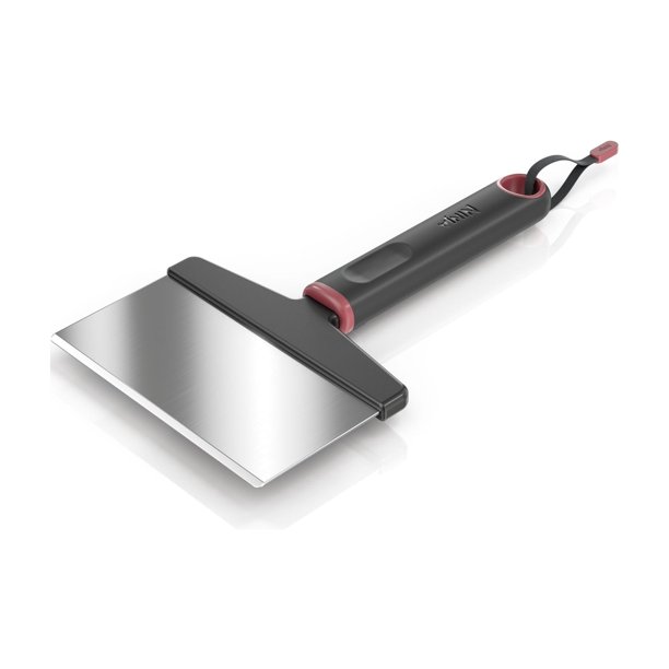 Raspador para plancha Ninja FlexFlame, acero inoxidable, para raspar o picar, mango antideslizante, construcción duradera, cordón para colgar, XSKGRILSCRPR