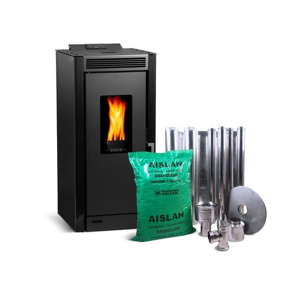 Pack Estufa a pellet Black Vision Negro+ kit de Instalación interior
