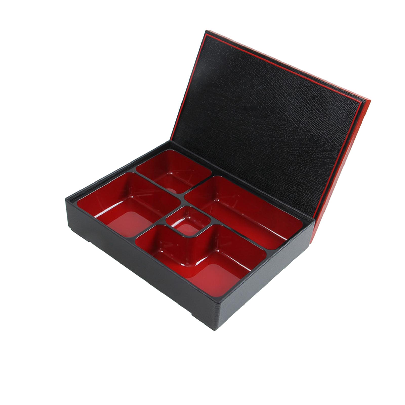 Bothyi - Caja Bento Japonesa Roja Y Negra Con Tapa, Fiambrera Para Oficina, Hogar Y Negocios