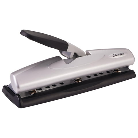 Escritorio Hole Punch Swingline Con Capacidad Para 12 Hojas, Color Negro Y Plateado