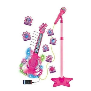 Total Upgrate - Juguete Guitarra Y Microfono Musical Karaoke Rosado