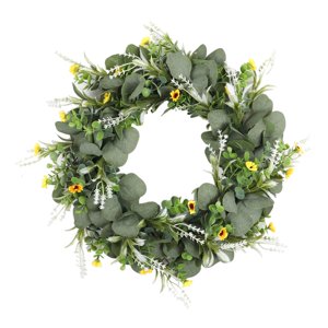 Bothyi - Guirnalda De Puerta Delantera Con Corona De Girasol De Eucalipto Para Fiesta De Boda De Granja