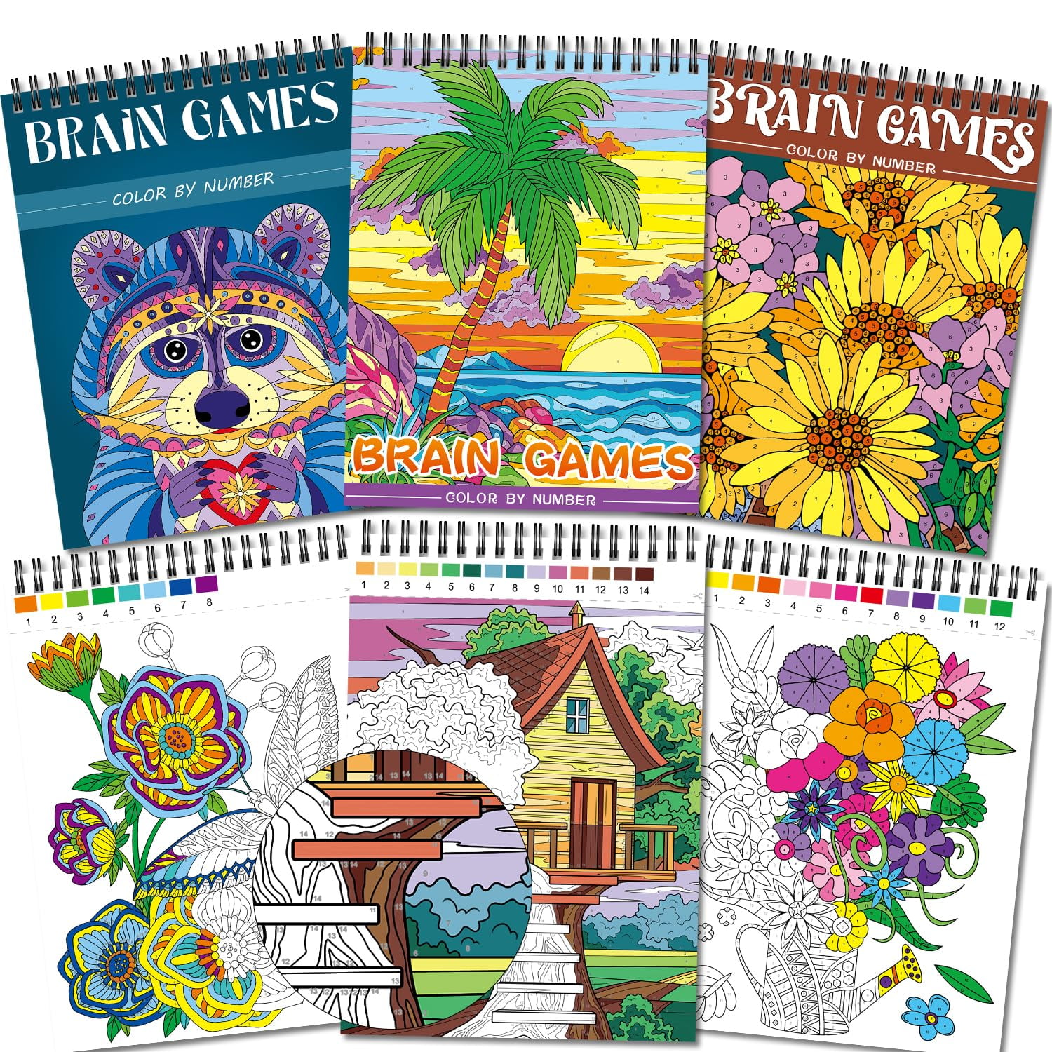 Libros Para Colorear Kalysky Colorea Por Números Para Adultos, 3 Temas, 60 Págs.