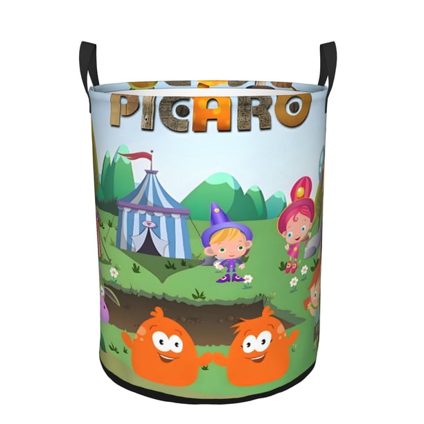 El Show de Pícaro Cesta de lavandería de gran capacidad redonda con asa, bolsa para ropa sucia plegable, almacenamiento para dormitorio, baño y lavadero 44x35 cm