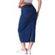 thumbnail image 3 of INSPIRE CHIC Conjunto Falda Midi de Mezclilla para Mujer de Cintura Alta con Estiramiento, Desgarrada, Dobladillo Crudo, Abertura, Casual, Azul M, 3 of 6