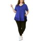 thumbnail image 2 of Blusas con dobladillo con volantes y cuello en V con botones y mangas cortas para mujer de talla grande de Agnes Orinda para escuela o universidad L Azul Real, 2 of 6