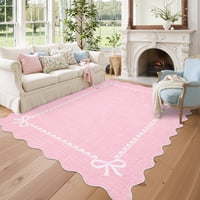 Alfombra Garveehome Con Lazo Festoneado, 150 X 210 Cm, Rosa, Lavable Y Antideslizante