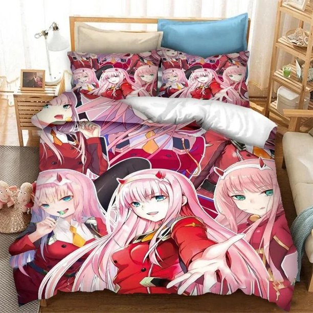 DARLING in the FRANXX Zero Two 02 Bedding Set Boys Girls Size Duvet Cover Pillowcase Bed Kids Adult Bed Sheets