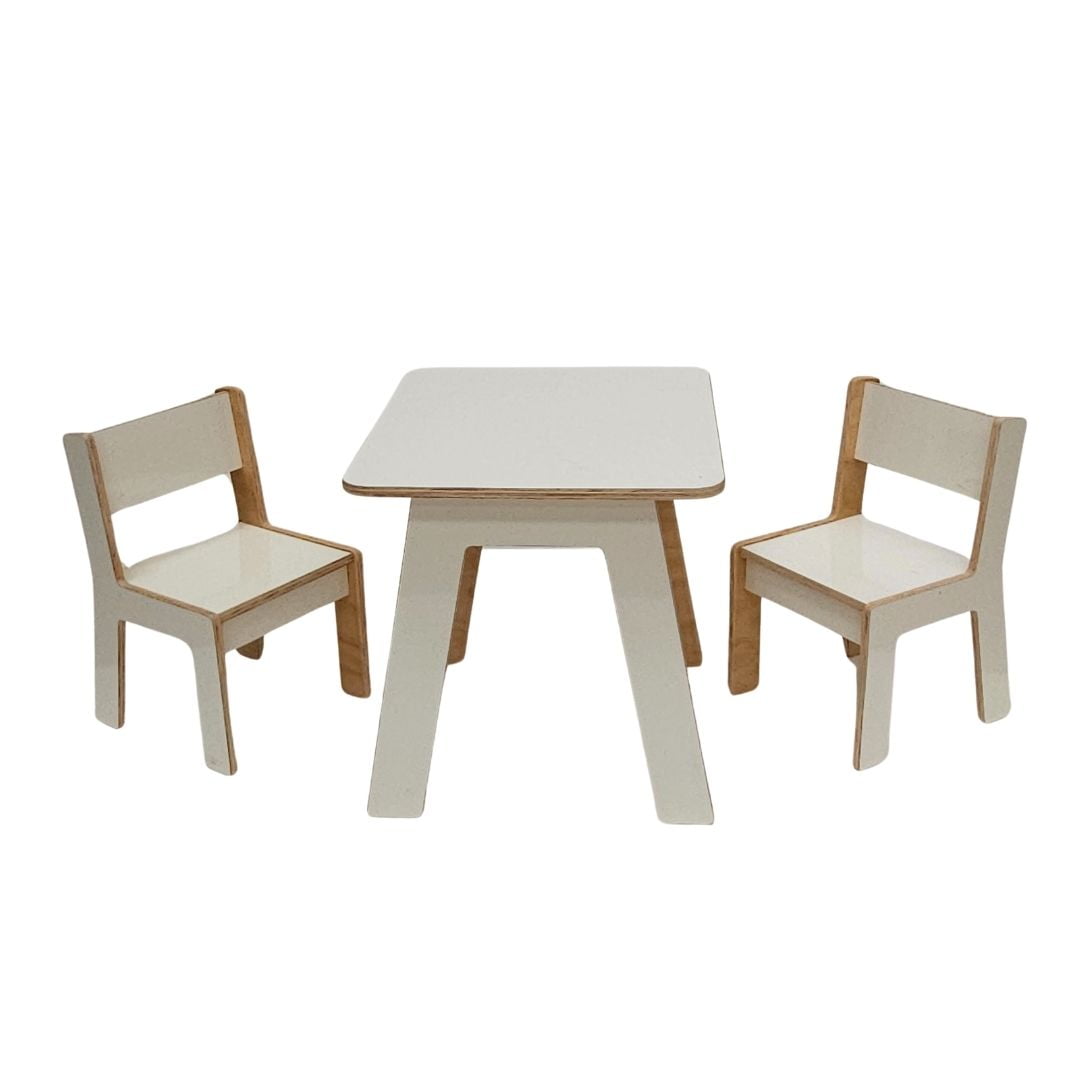 Amuv - Set 1 Mesa + 2 Sillas Niños Blanco