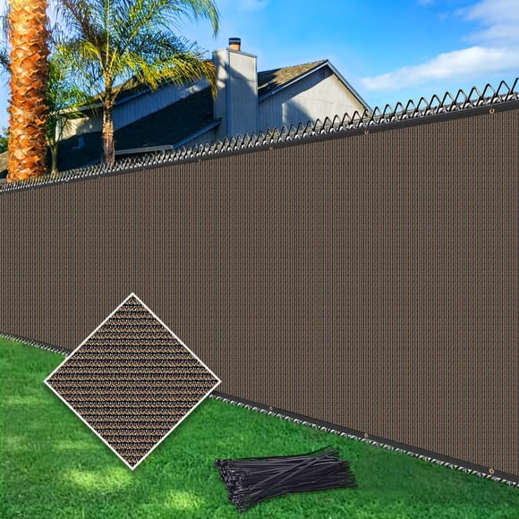 Pantalla de privacidad para cercas Cisvio 1,5 m x 15 m, 170 g/m², cortaviento, color marrón