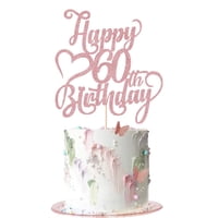 Decoración Para Tartas Arokippry Con Purpurina En Oro Rosa, Feliz 60 Cumpleaños