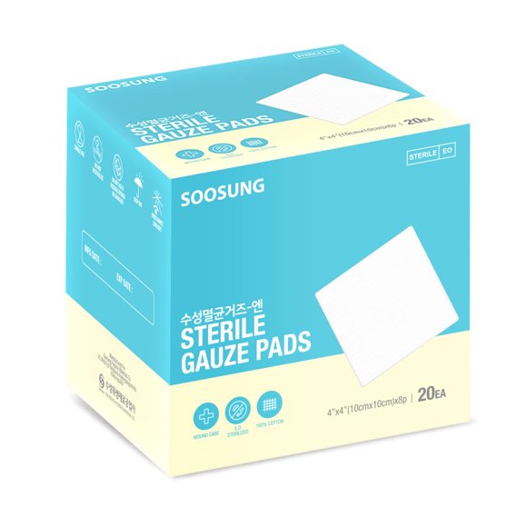 Gasas estériles SOOSUNG 4x4 pulgadas, 100 unidades, sin látex
