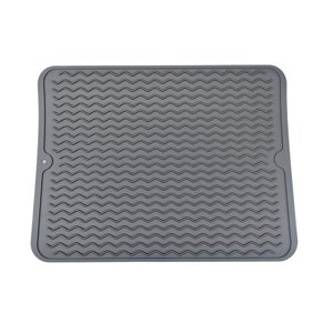 Bothyi - Alfombrilla De Silicona Para Secar Platos, Alfombrilla Para Secar Platos Para Fregadero, Forro Para Ollas Calientes, Gris Oscuro S