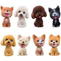 Magideal - 8 Piezas De Simulación De Cabeza Temblorosa Decoración De Perro Bobblehead Perro Asintiendo Perro Tablero Adorno Para Estante Sala De Estar Dormitorio