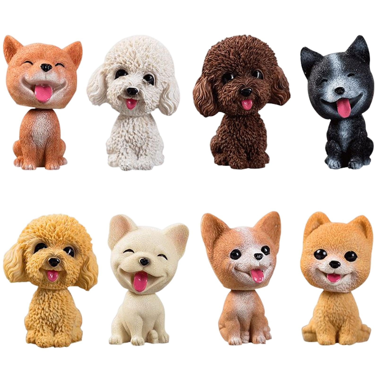 Magideal - 8 Piezas De Simulación De Cabeza Temblorosa Decoración De Perro Bobblehead Perro Asintiendo Perro Tablero Adorno Para Estante Sala De Estar Dormitorio