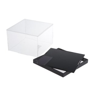 Magideal - Caja De Exhibición De Acrílico Transparente Base Negra Contenedor Multipropósito A Prueba De Polvo Para Recuerdos Cosméticos Modelo Coleccionables 20Cmx20Cmx15Cm
