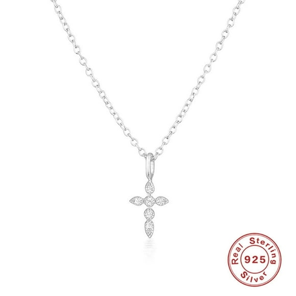 Collar cruz religiosa de plata de ley