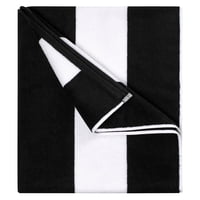Aura Zeus - Toalla De Playa Algodon 150X75 Cm Xl Viaje Grande Rayada Az Negro