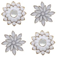Fliperex - Set 4 Marcos De Espejos Flor De Loto Decorativo Blanco Deco