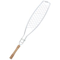 Magideal - Fish Grilling Basket Plegable Con Mango Ergonómico De Madera Rejilla De Hierro Robusta Y Superficie Fácil De Limpiar Adecuado Para Cocinar Pescado Ver