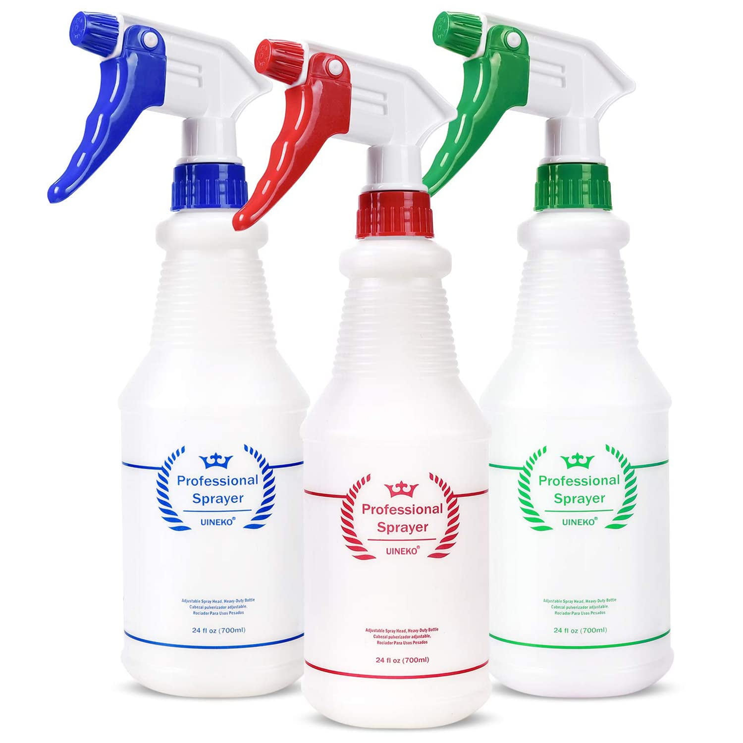 Uineko - Botella De Aerosol Plastic 700 Ml (paquete De 3 3 Colores)