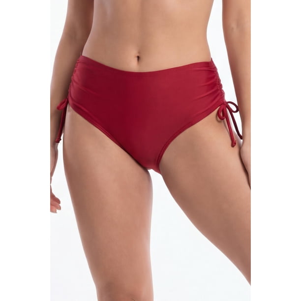 Bikini calzón clásico ajustable caderas rojo brillante Talla L