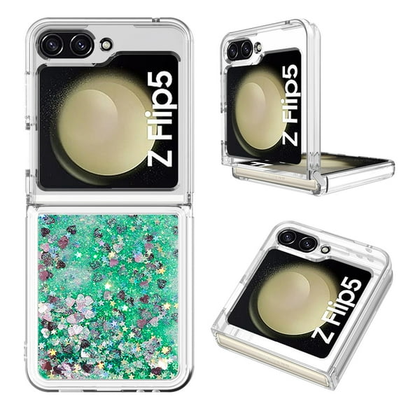 Funda Para Sansung Galaxy Z Flip 5 Con Brillo Líquido, Protección Completa Y Soporte De Anillo Giratorio