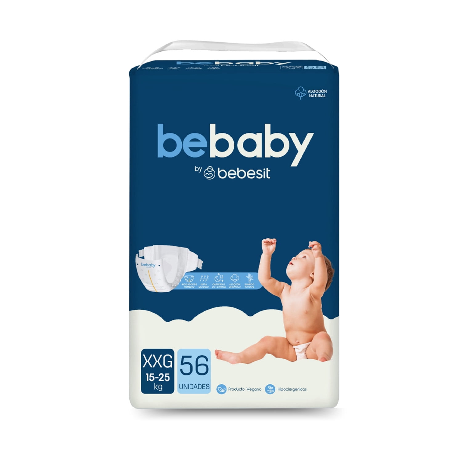 Pañales BeBaby Premium By Bebesit XXG 56u Hipoalergénico | Lider