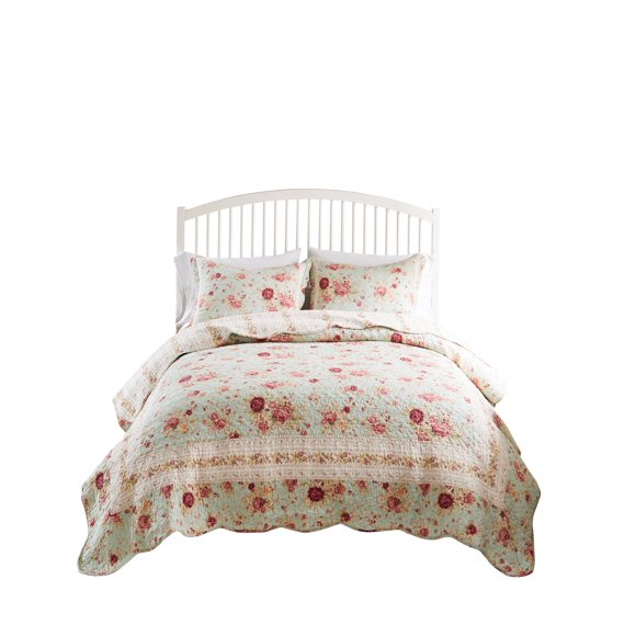 Juego de colcha Greenland Home Antique Rose, 100% algodón, tamaño queen