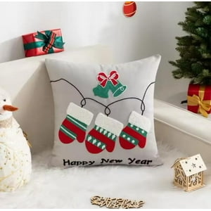Genérico - Pack De 4 Fundas De Cojín De Navidad De 45X45 Cm Con Bordado J6