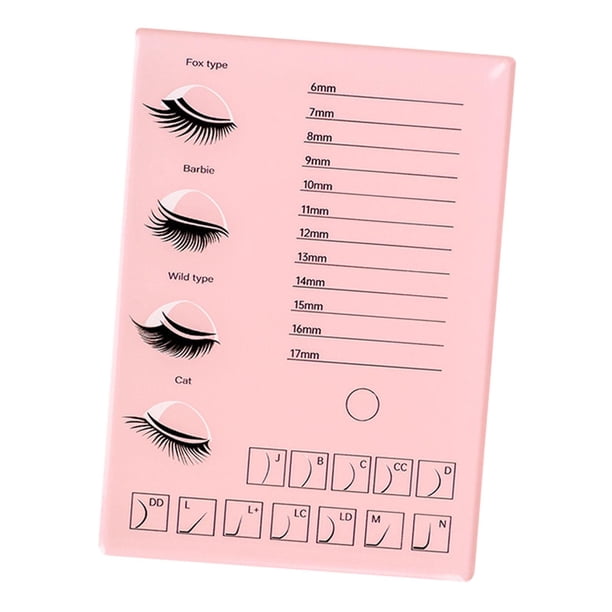 Paleta de pestañas, bandeja de extensión de pestañas, bandeja de pestañas DIY, líneas numeradas, acrílico, 6-17mm, herramienta aplicadora de pestañas, rosa