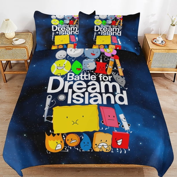 x275 Battle for Dream Island BFDI Bed Duvet Cover Microfiber Bedding Sets 3D Printed Lightweight 3 Piece Comforter Sets, 1 Duvet Cover And 2 Pillow Shams for Kids Boys Girls 79"x90" jn275