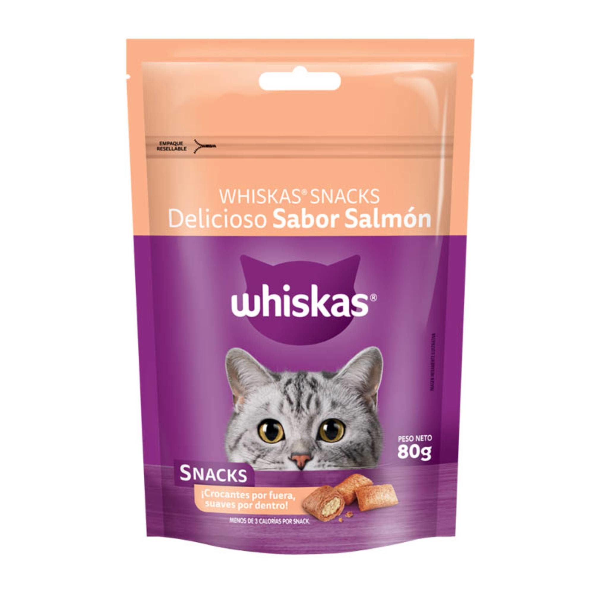 Snack Gato Adulto Pellet Delicioso Sabor Salmón Bolsa 80 g Whiskas