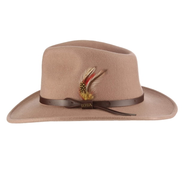 Sombrero Scala Crushable de fieltro estilo Outback para hombre, color putty, talla M