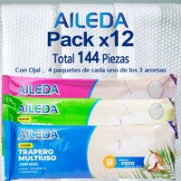 Aileda Trapero Humedo - 12 - Unidad Paquete De 12 Bolsas （4 Coco + 4 Limón + 4 Lavanda）- 40 Cm - 60 Cm Fragancia De Coco，Limón，Limón Trapero Multiuso