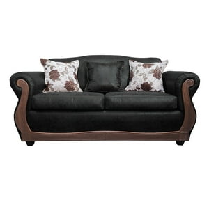 América Decora - Sofá Con Resorte Estructural Grand Santi Envejecido 3 Personas Negro X