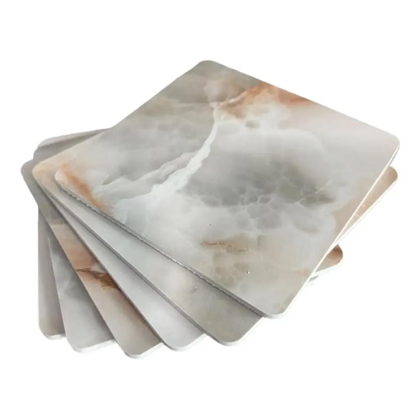 Set De 6 Posavasos Diseño Mármol Pack 6 Posavasos Cuadrado crema